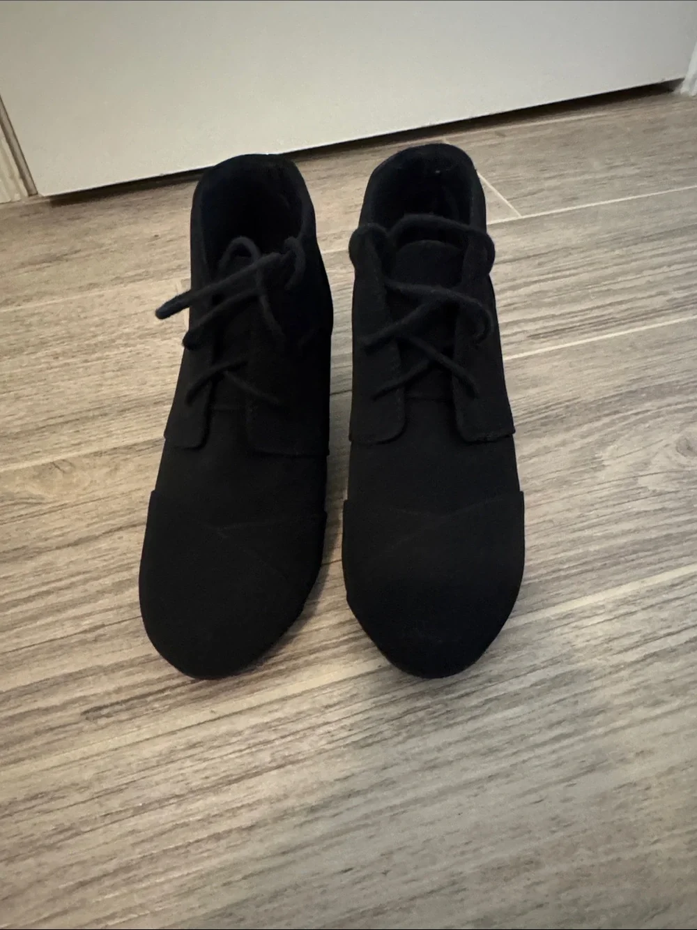 Black Suede Lace-Up Ankle Boots